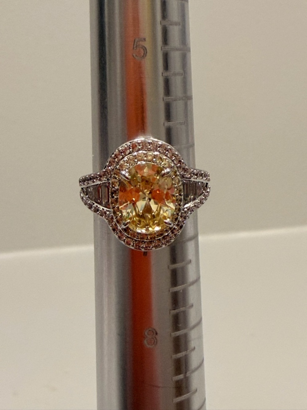 Bomb Party NWOT! Yellow Oval Halo Ring with Pavé Split Shank